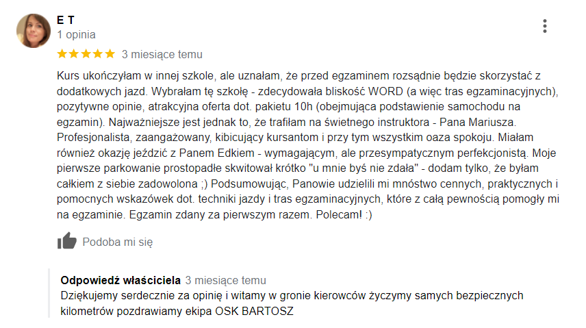 Dobry instruktor nauka jazdy